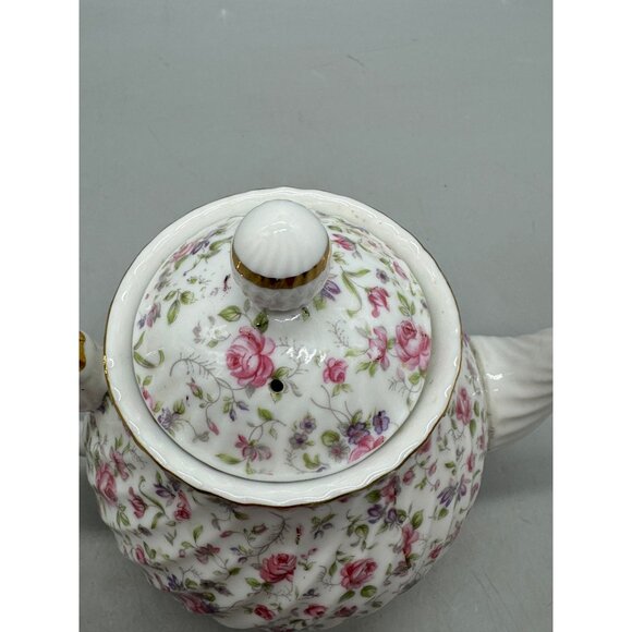 lefton goffon Rose Bone China Gold Trim Floral Pattern Japan Teapot Lid 7236READ - Picture 3 of 13